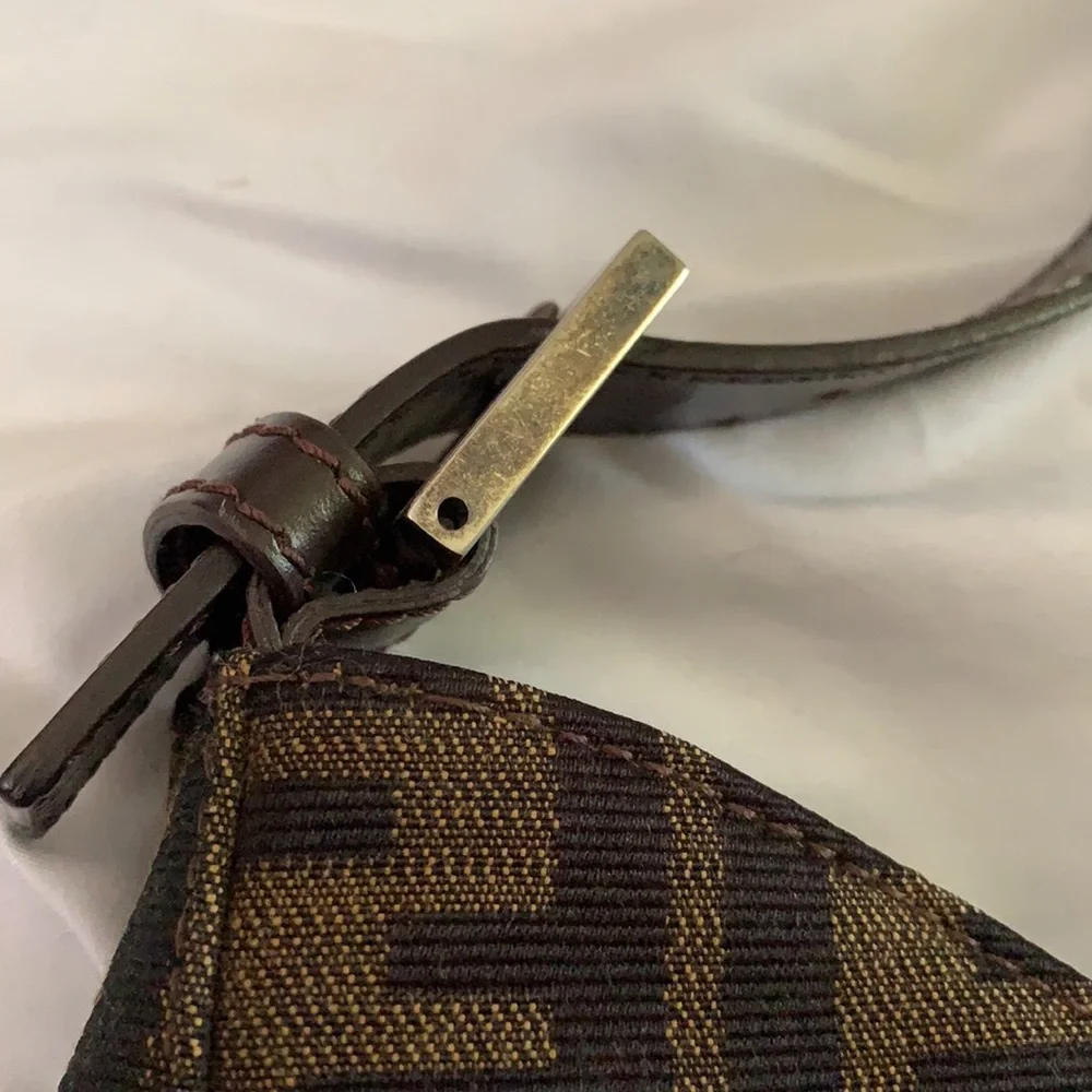 Fendi Zucca Canvas Baguette Shoulder Hobo Bag